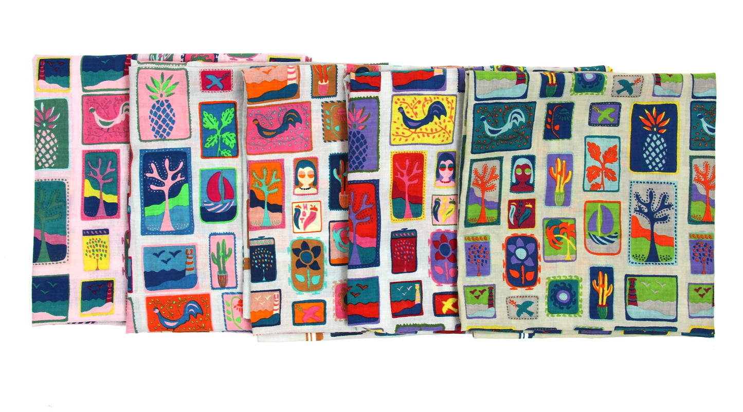 Großes Tuch Baumwolle (GOTS) - Ferienmotiv - Les Belles Vagabondes