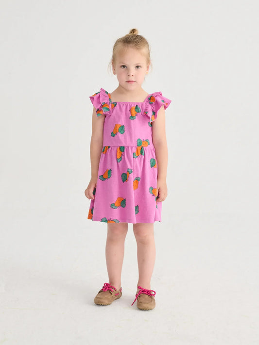 Tangerine all over ruffled dress - Bobo Choses