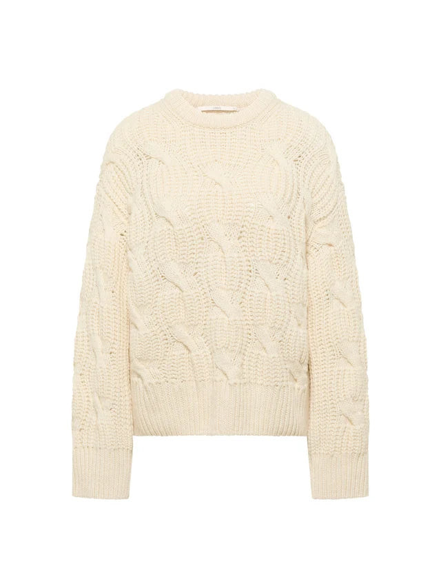 Strukturpullover Oversize (GOTS) aus Bio-Schurwolle und Bio-Baumwolle off white - Lanius