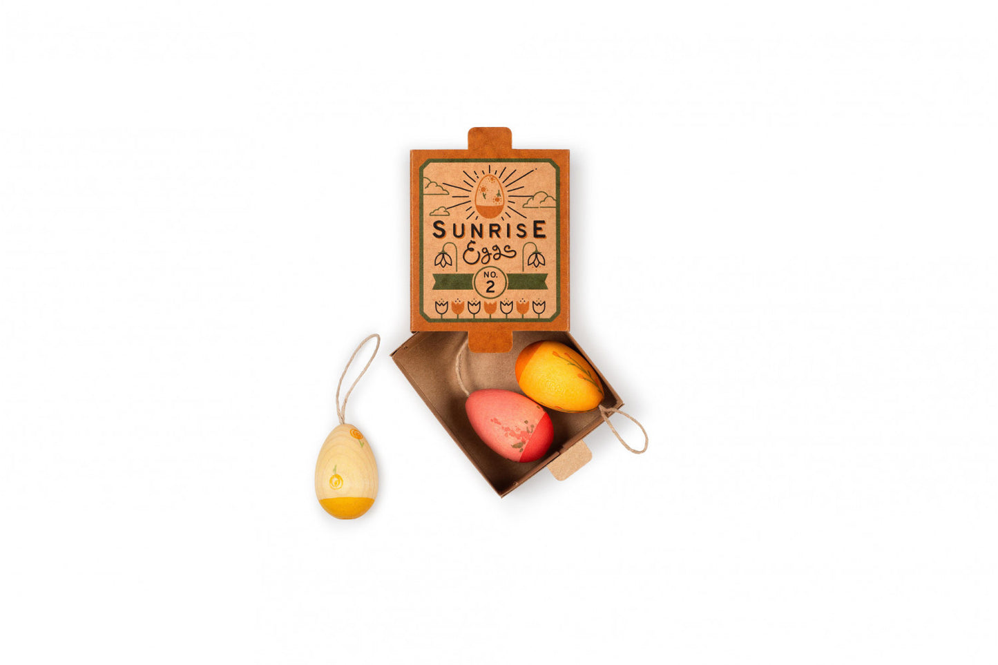 Sunrise Eggs - Holzeier - warme Farben -Grapat