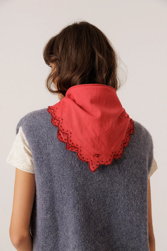 Bandana mit Stickerei - Halstuch - EMBROIDERED VOILE HANDKERCHIEF- RG675 - Indi & Cold