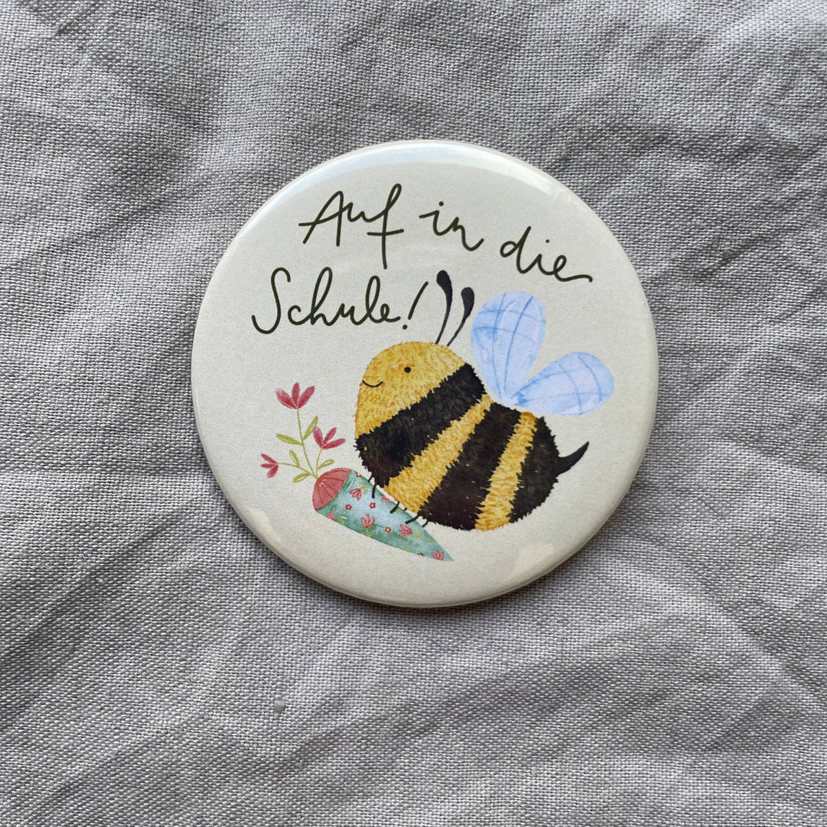 Button "Auf in die Schule" Biene - Hannahs Firlefanz