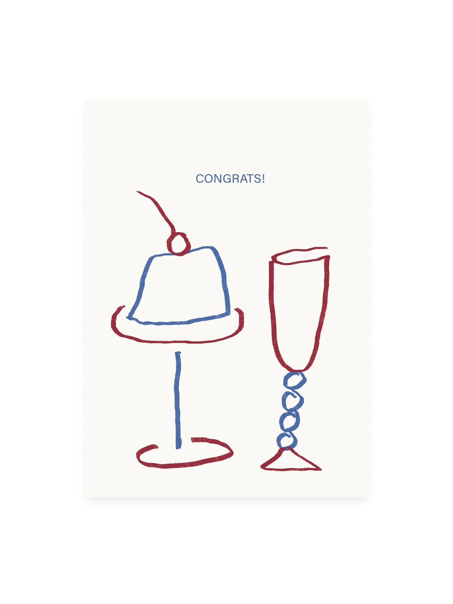 Postkarte 'Congrats!' Gläser (Risographie) - L` Atelier Samedi