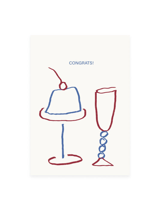 Postkarte 'Congrats!' Gläser (Risographie) - L` Atelier Samedi