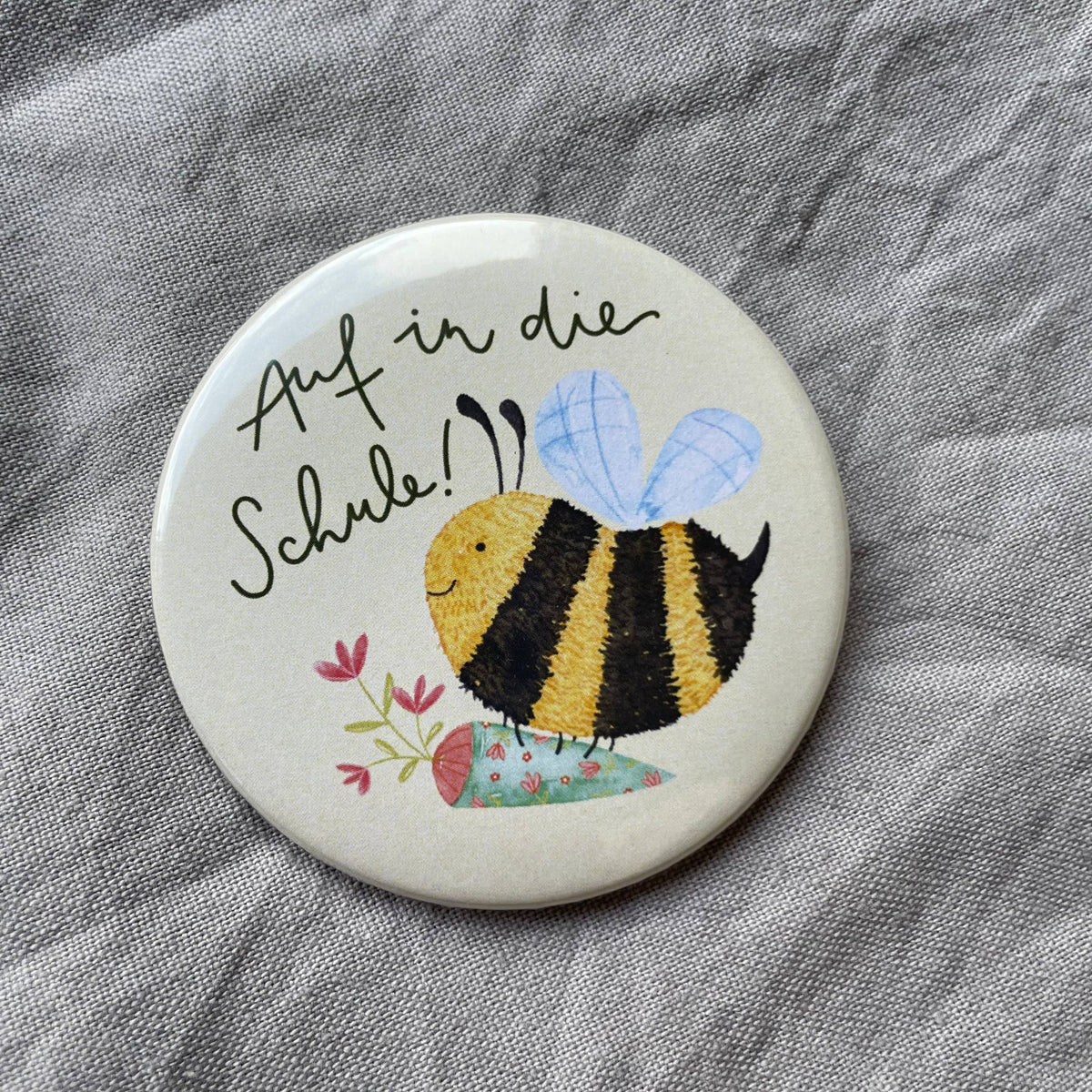 Button "Auf in die Schule" Biene - Hannahs Firlefanz