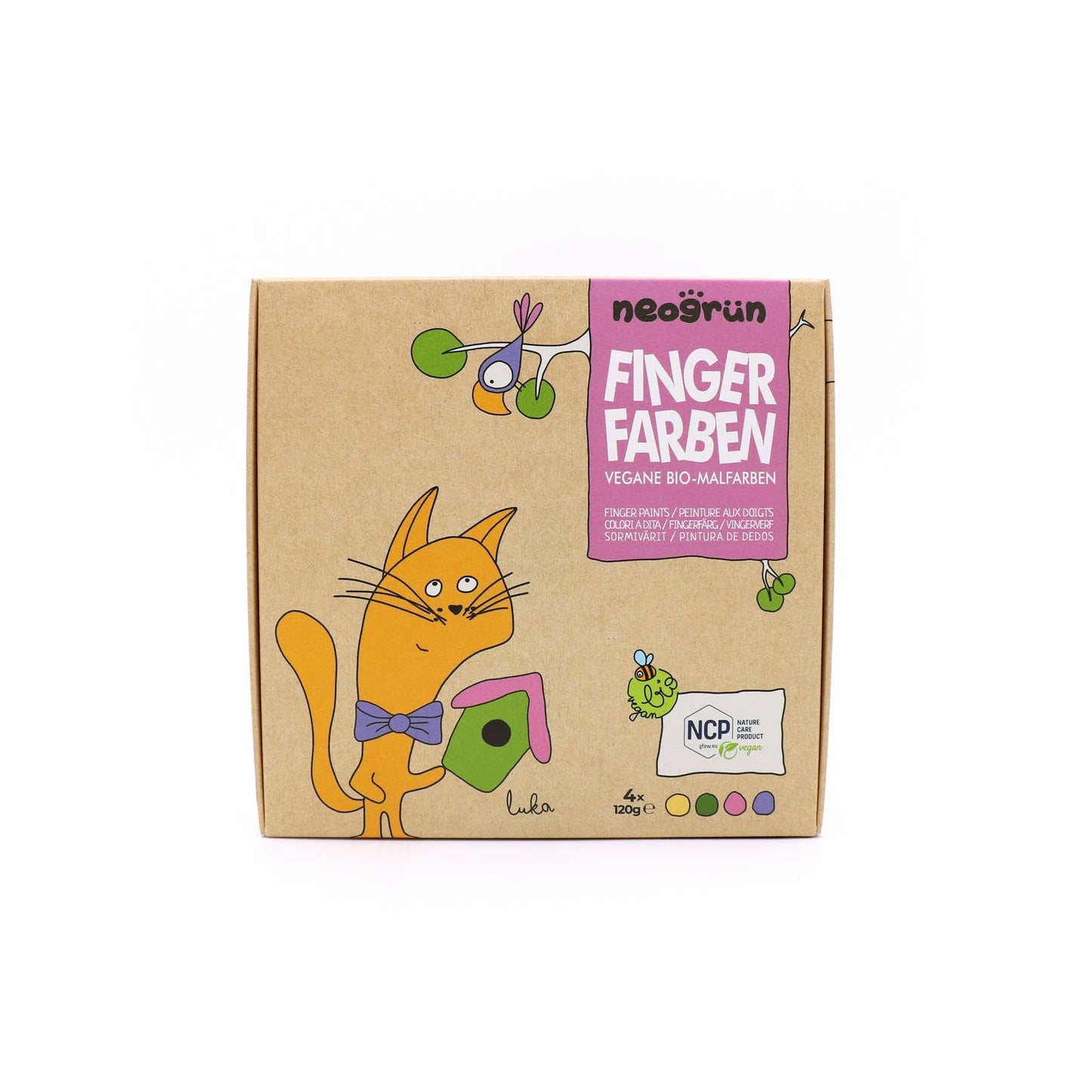 Bio-Fingerfarben vegan 4er Set "Luka" - Neogrün