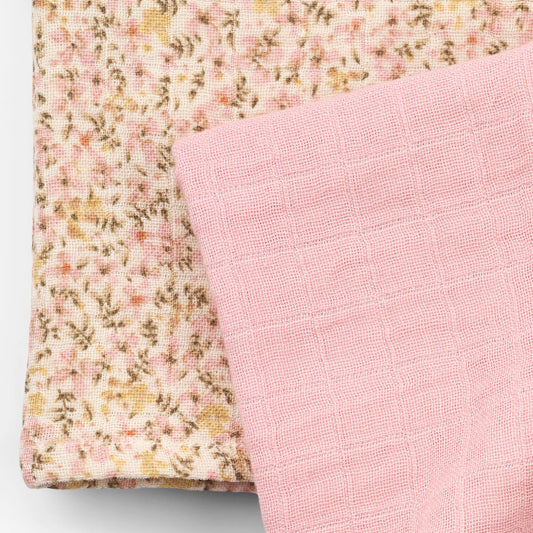 2er Set Musselin Tücher - Coral Blush - 100 % Bio Baumwolle GOTS - WHEAT