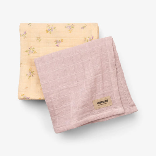 2er Set Musselin Tücher - Barely Apricot - 100 % Bio Baumwolle GOTS - WHEAT