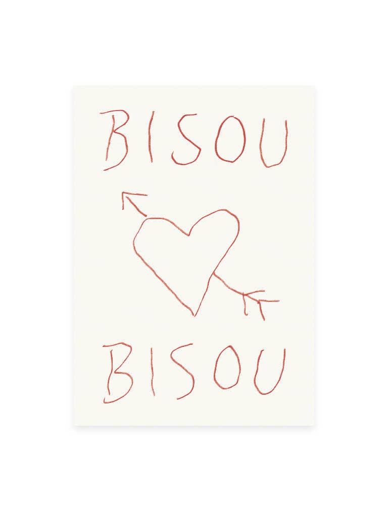 Postkarte 'Bisou Bisou' (Risographie) - L`Atelier Samedi