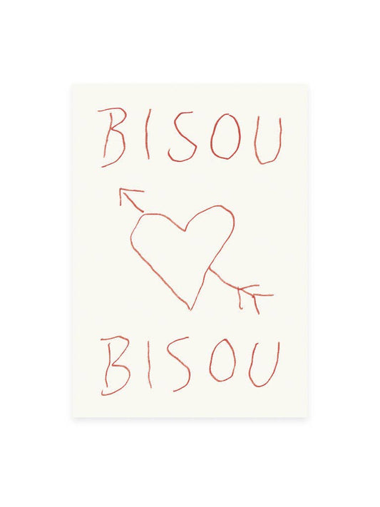 Postkarte 'Bisou Bisou' (Risographie) - L`Atelier Samedi