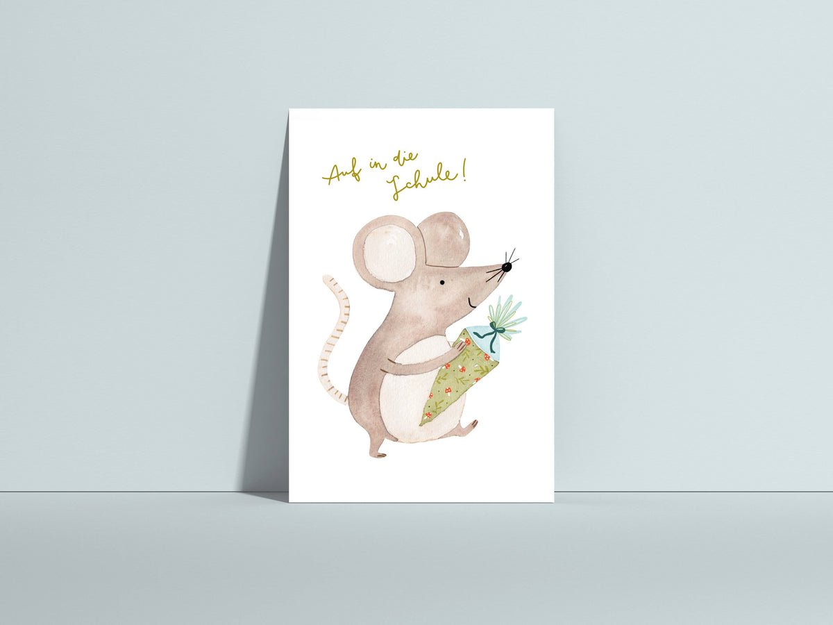 Karte zur Einschulung Maus - Hannahs Firlefanz