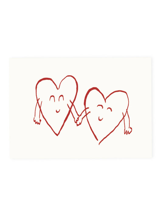Postkarte Zwei Herzen (Risographie) - L´ Atelier Samedi