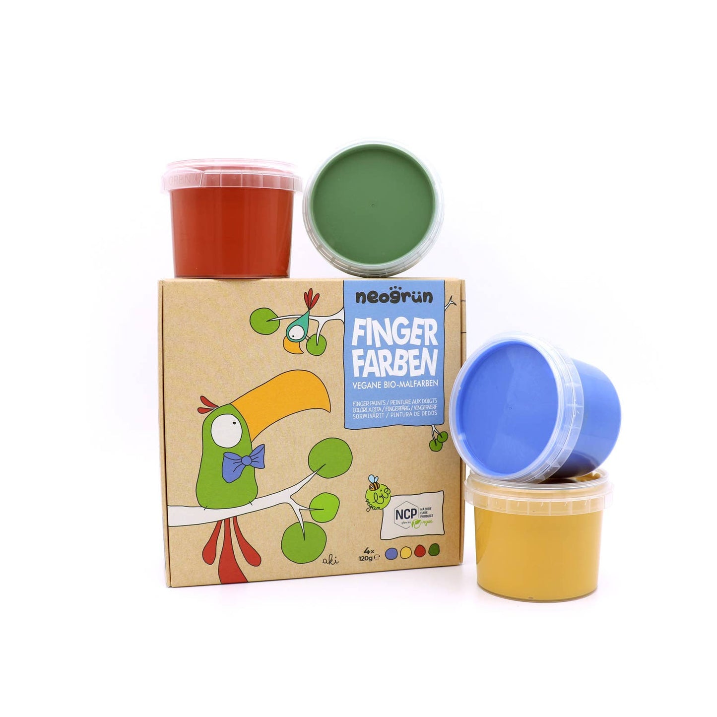 Bio-Fingerfarben vegan 4er Set "Aki" - Neogrün