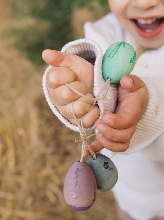 Aurora Eggs - Holzeier - kalte Farben -Grapat