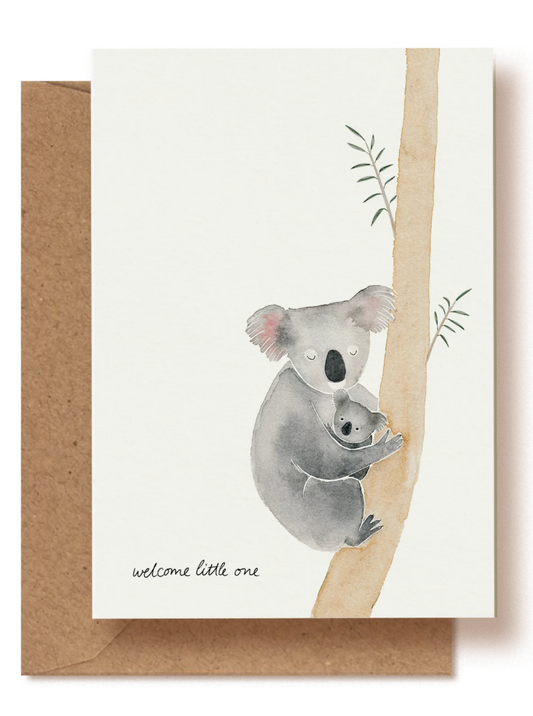 Grußkarte Koala - welcome little one - tucán y limón