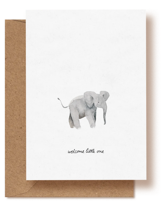 Grußkarte Baby Elefant - welcome little one - tucán y limón