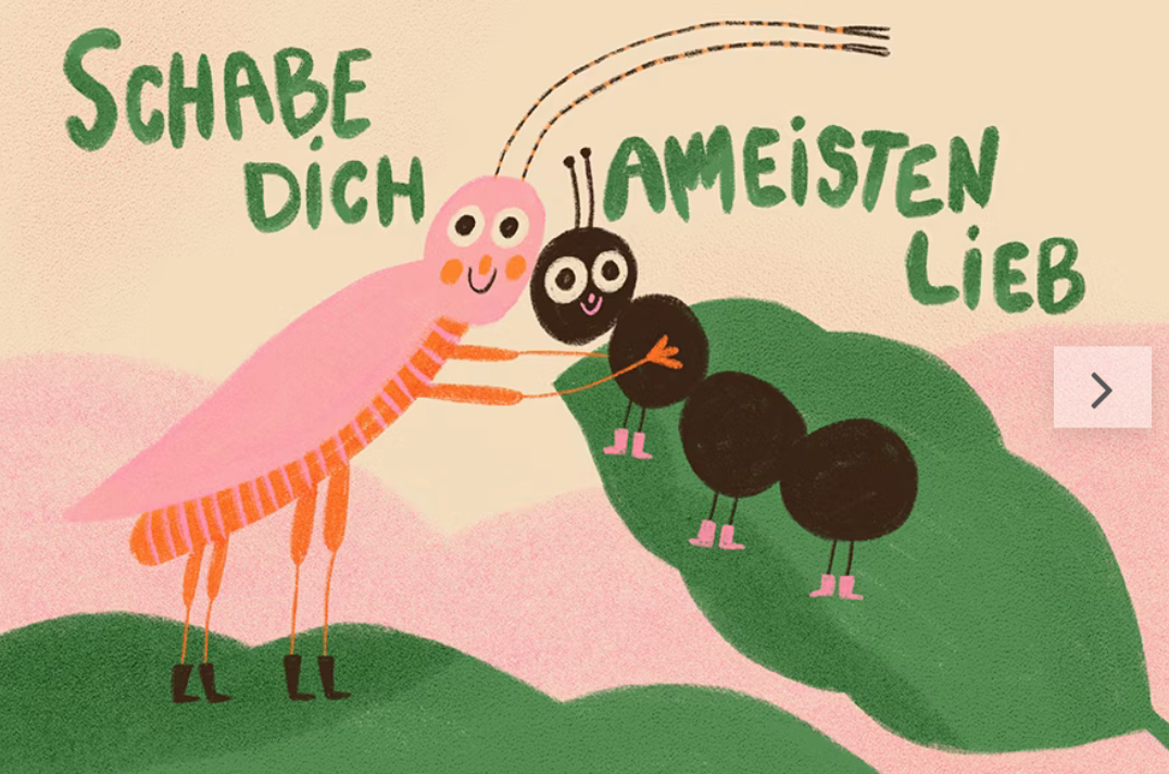 Postkarte "Schabe Dich Ameisten Lieb" - Slinga