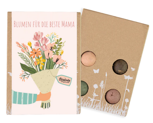 Geschenkbox Mini "Blumen für die beste Mama" mit 4 Samenbomben - Blossombs