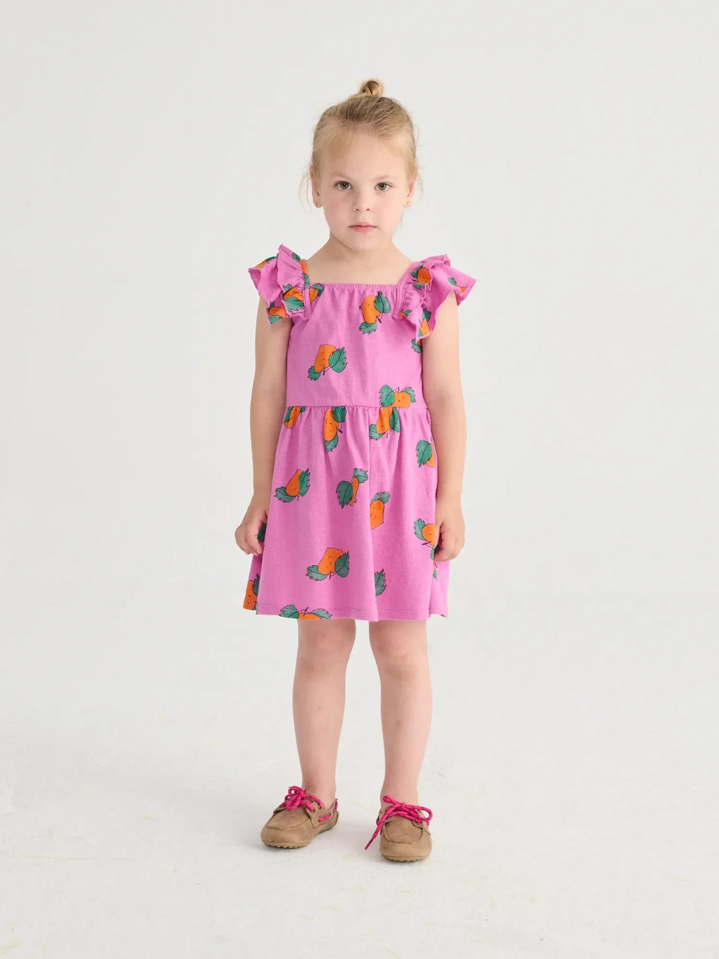 Tangerine all over ruffled dress - Bobo Choses