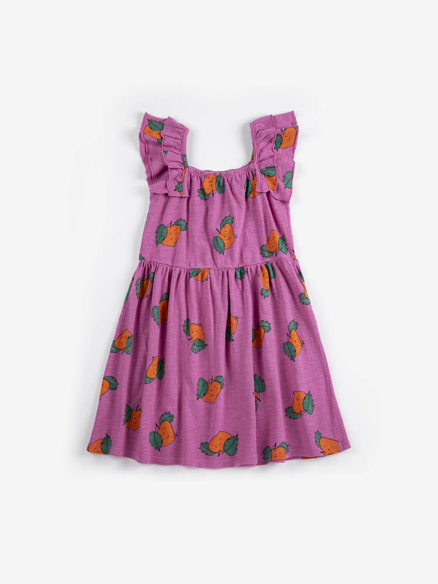 Tangerine all over ruffled dress - Bobo Choses