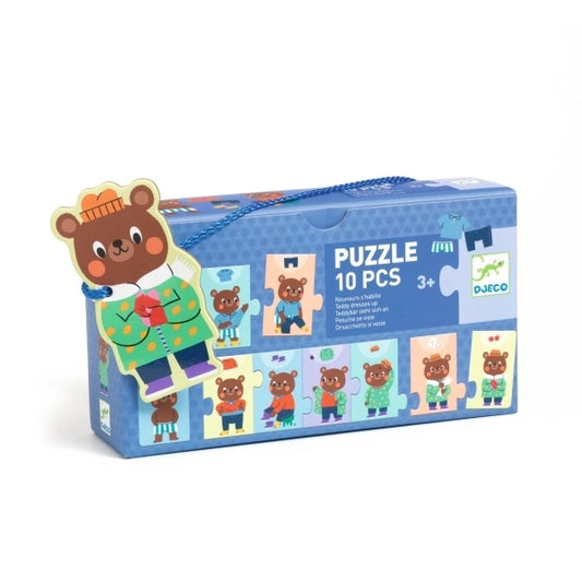 Puzzle - Teddybär zieht sich an - 10 Teile - Djeco