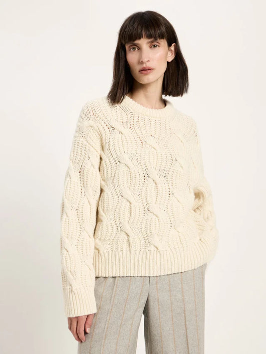 Strukturpullover Oversize (GOTS) aus Bio-Schurwolle und Bio-Baumwolle off white - Lanius