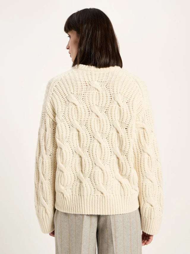 Strukturpullover Oversize (GOTS) aus Bio-Schurwolle und Bio-Baumwolle off white - Lanius