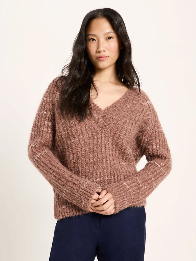 Pullover mit V-Ausschnitt aus Mohair-Wolle - Lanius