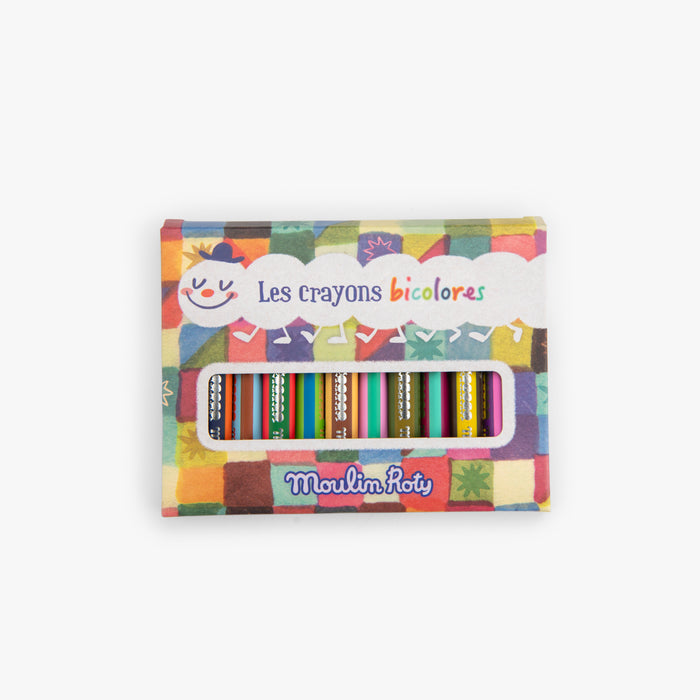 Les Crayons Bicolores - MOULIN ROTY - BUNSTSTIFTE ZWEIFARBIG 12 ST. -  Moulin Roty