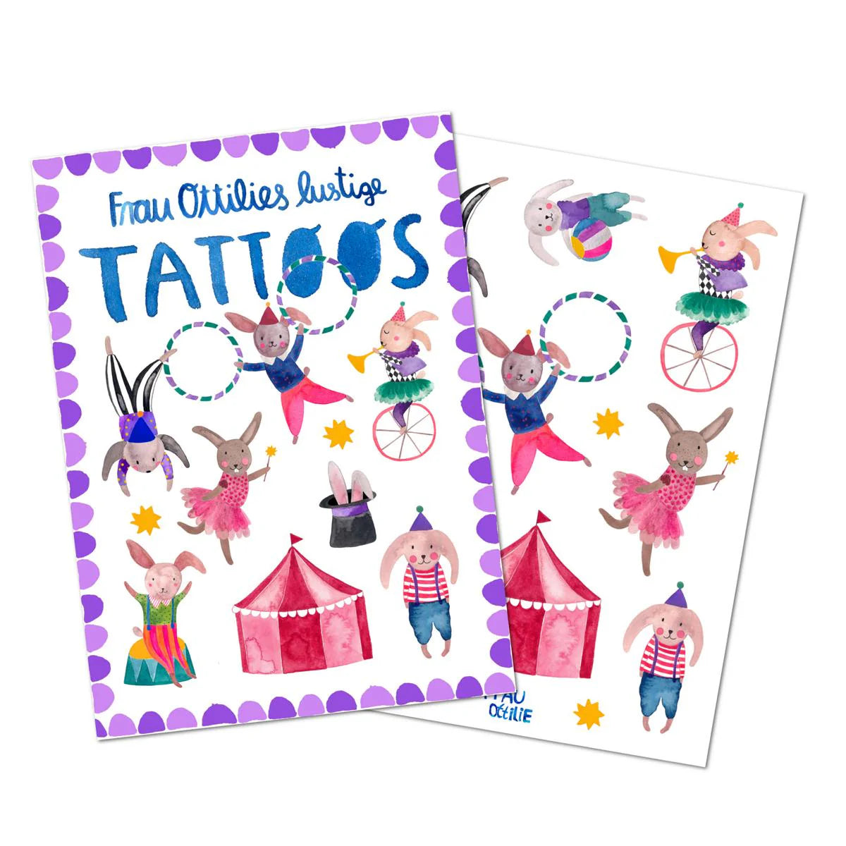 Kindertattoos - Hasen im Zirkus - Frau Ottilie