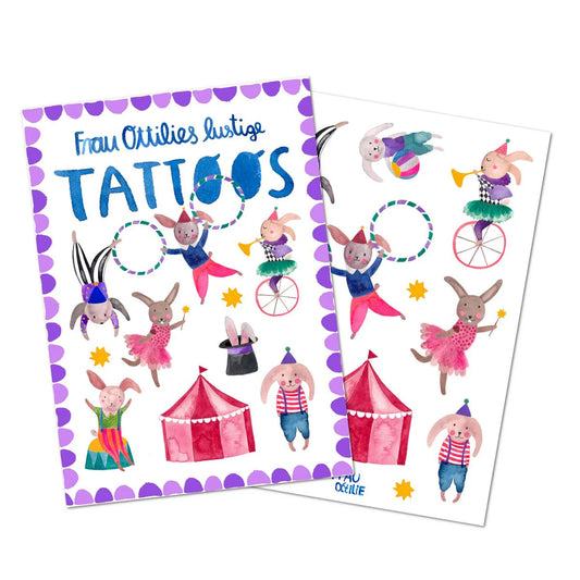 Kindertattoos - Hasen im Zirkus - Frau Ottilie