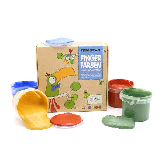Bio-Fingerfarben vegan 4er Set "Aki" - Neogrün
