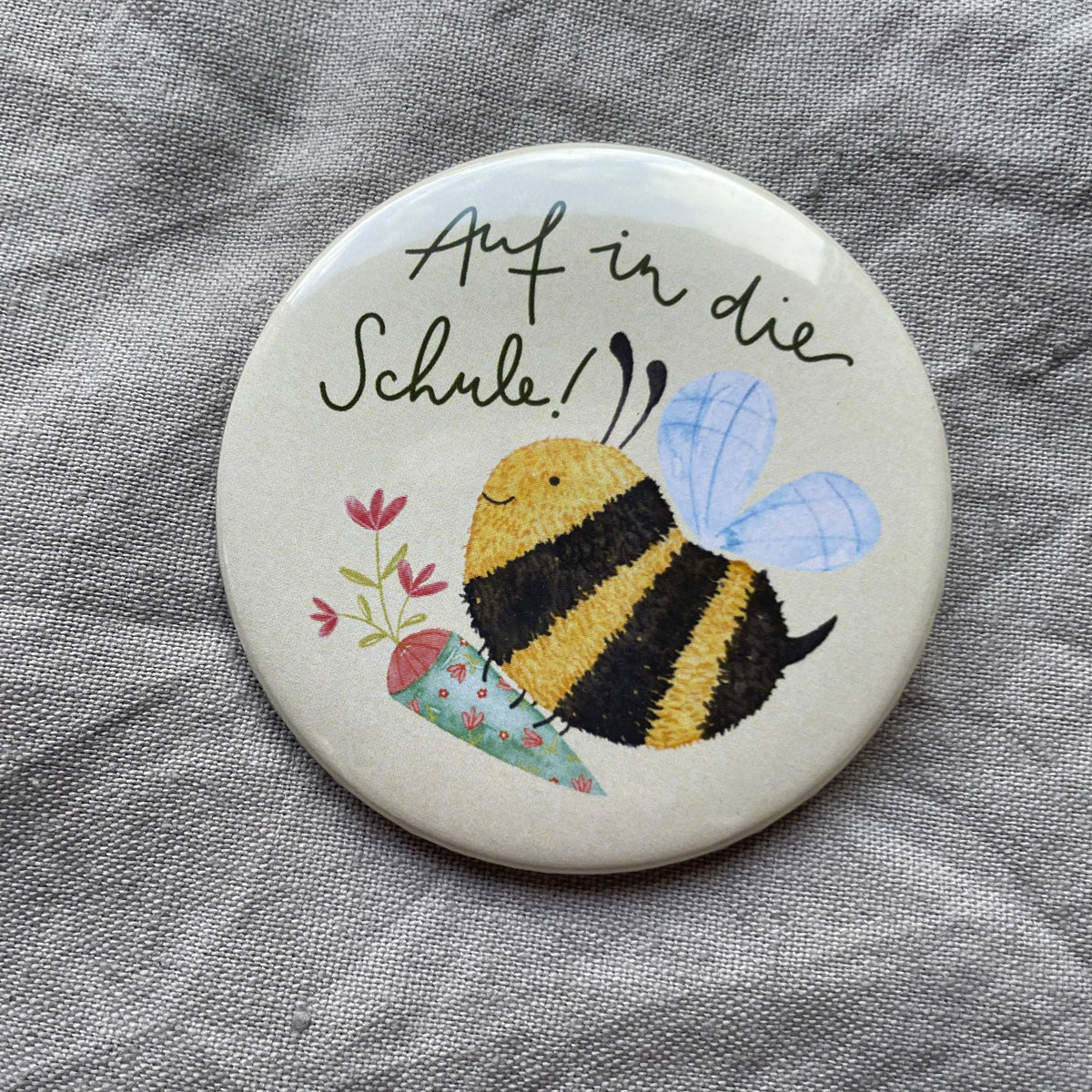 Button "Auf in die Schule" Biene - Hannahs Firlefanz