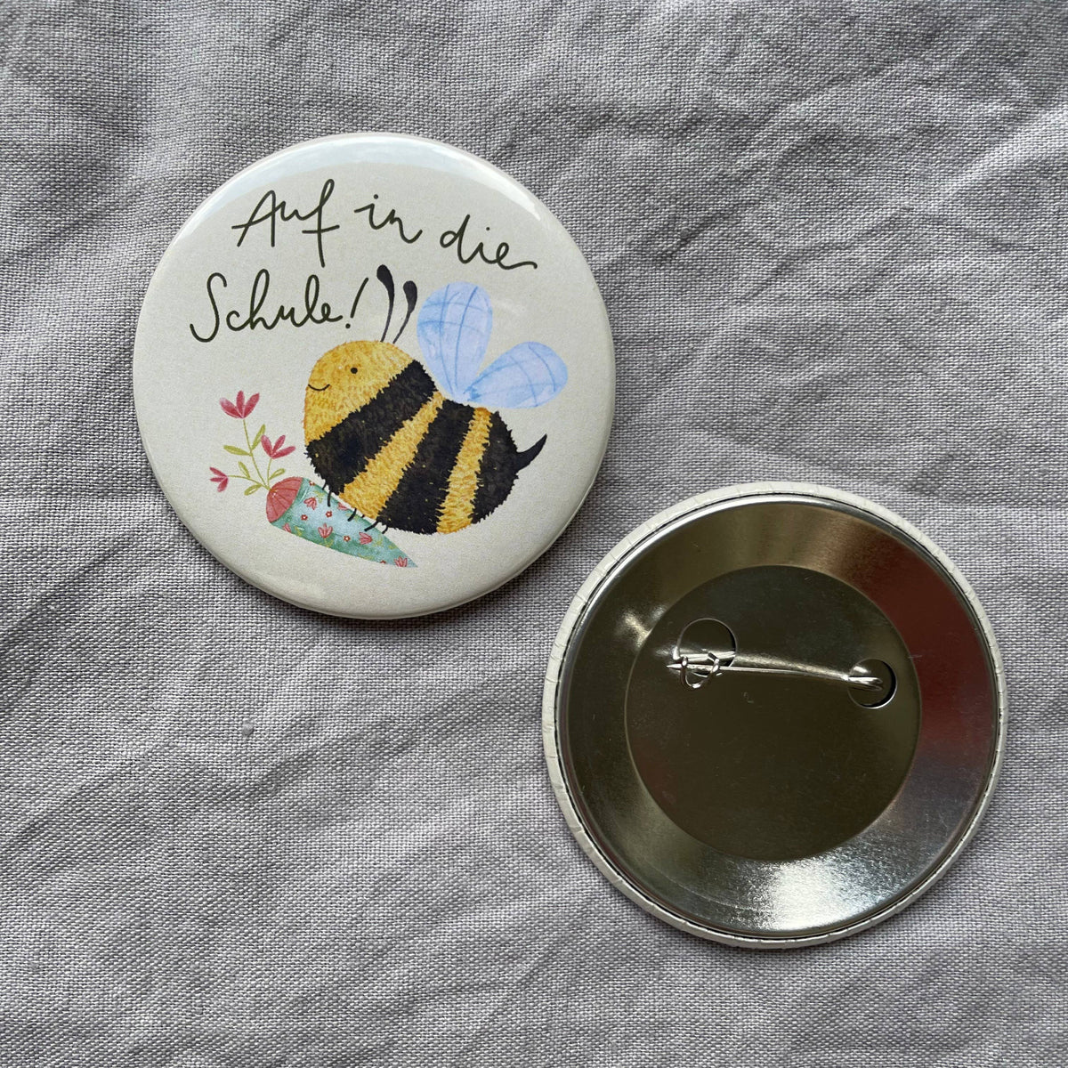 Button "Auf in die Schule" Biene - Hannahs Firlefanz