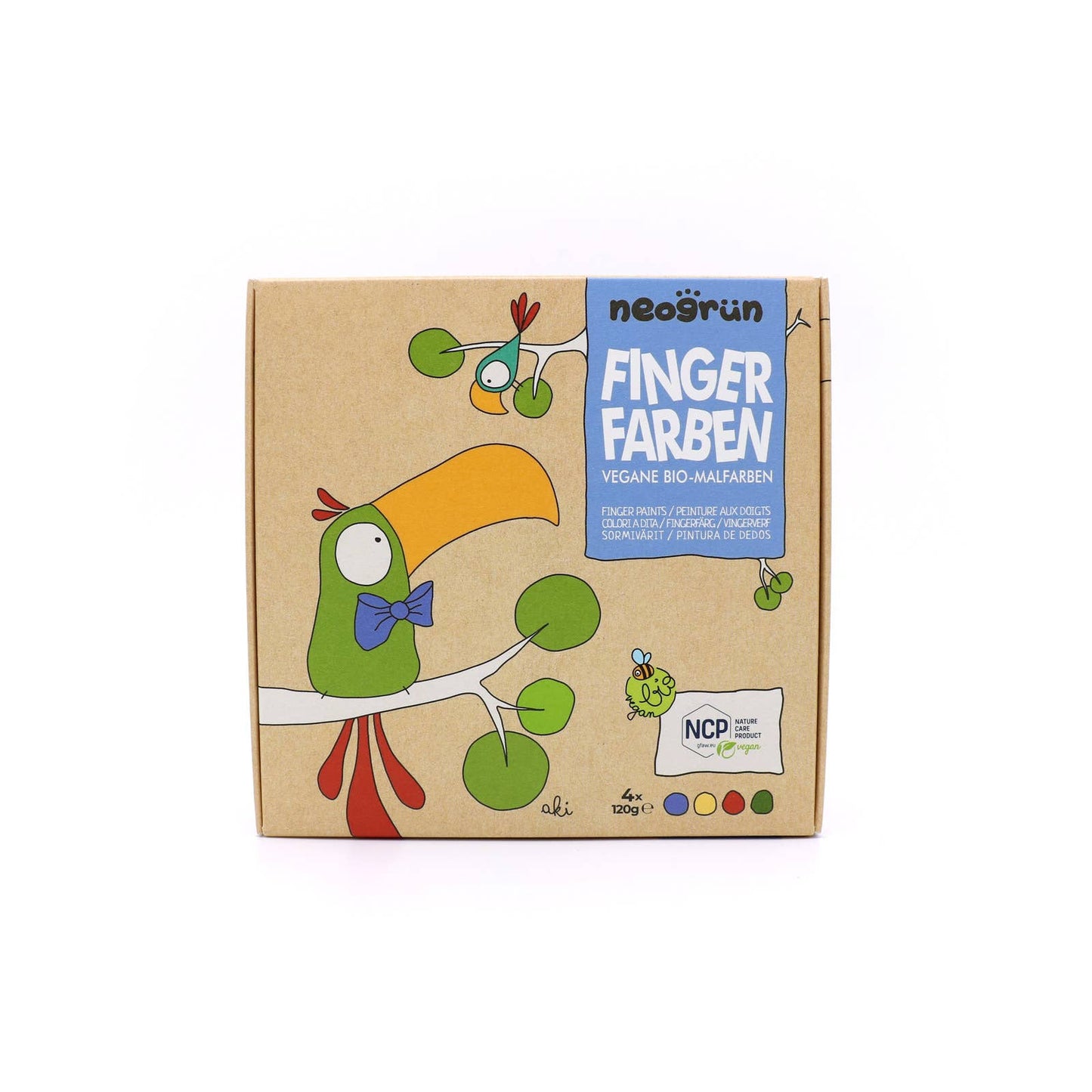Bio-Fingerfarben vegan 4er Set "Aki" - Neogrün