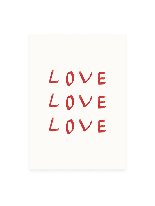 Postkarte 'Love Love Love' (Risographie) - L´Atleier Samedi