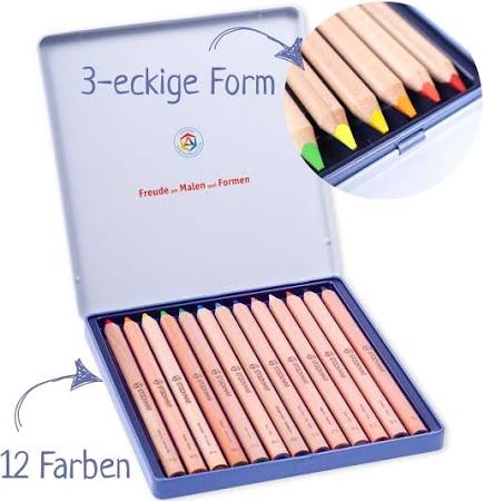Buntstifte Dreieckig 12 Farben - Blechetui - Stockmar