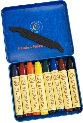 8 Wachsmalstifte - Blechetui - Stockmar