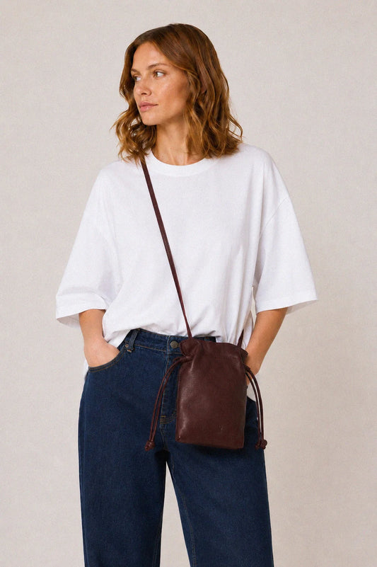 Bucket Bag Mini - RUCHED-LEATHER SLING BAG - KC651 - Indi & Cold