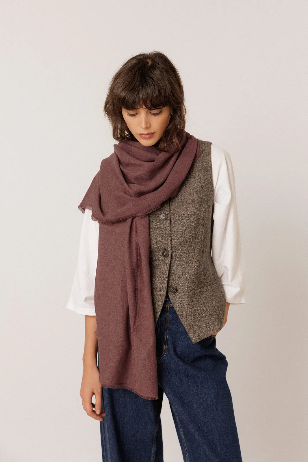 Schal - RG679 - CHOCOLATE - Frayed Foulard - Indi & Cold